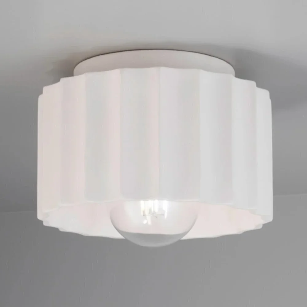 Ceramic Matte White Flush Mount Light Fixture